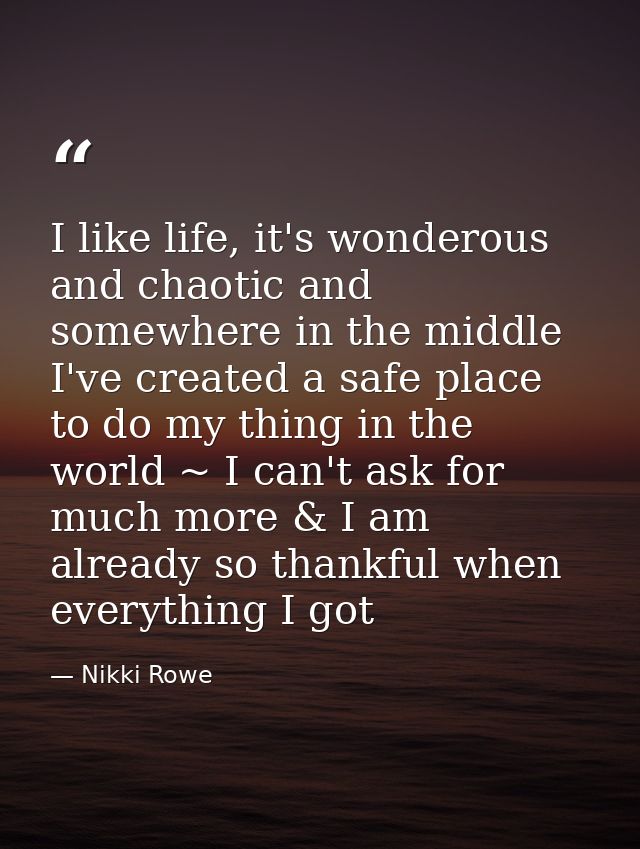 I like life, it's wonderous and chaotic and somewhere in the middle I've created a safe place to do my thing in the worl — Nikki Rowe