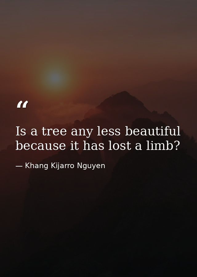 Is a tree any less beautiful because it has lost a limb? — Khang Kijarro Nguyen