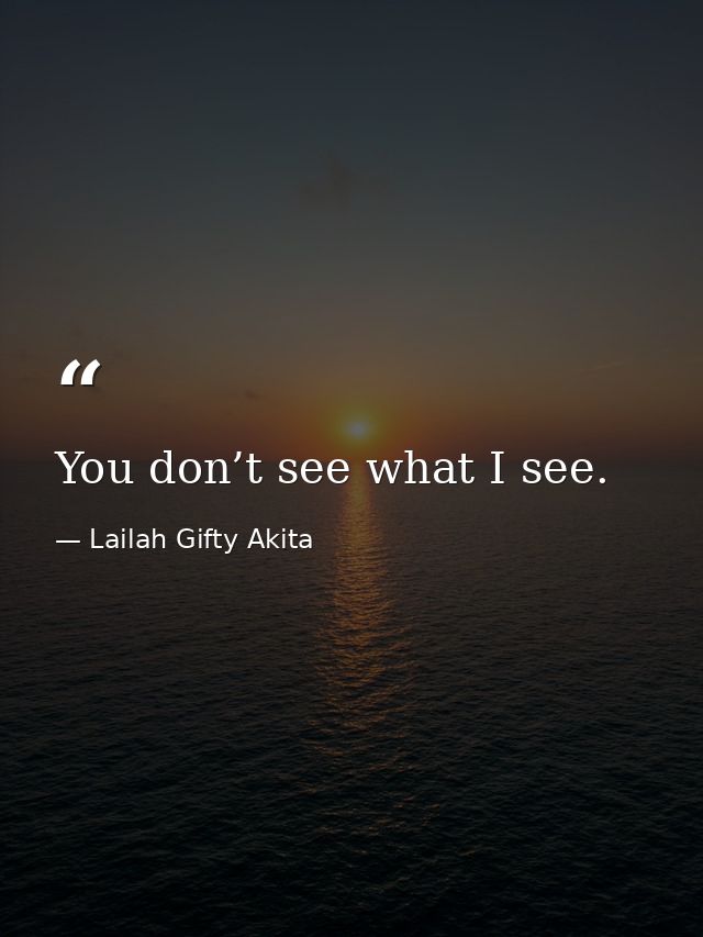 You don’t see what I see. — Lailah Gifty Akita