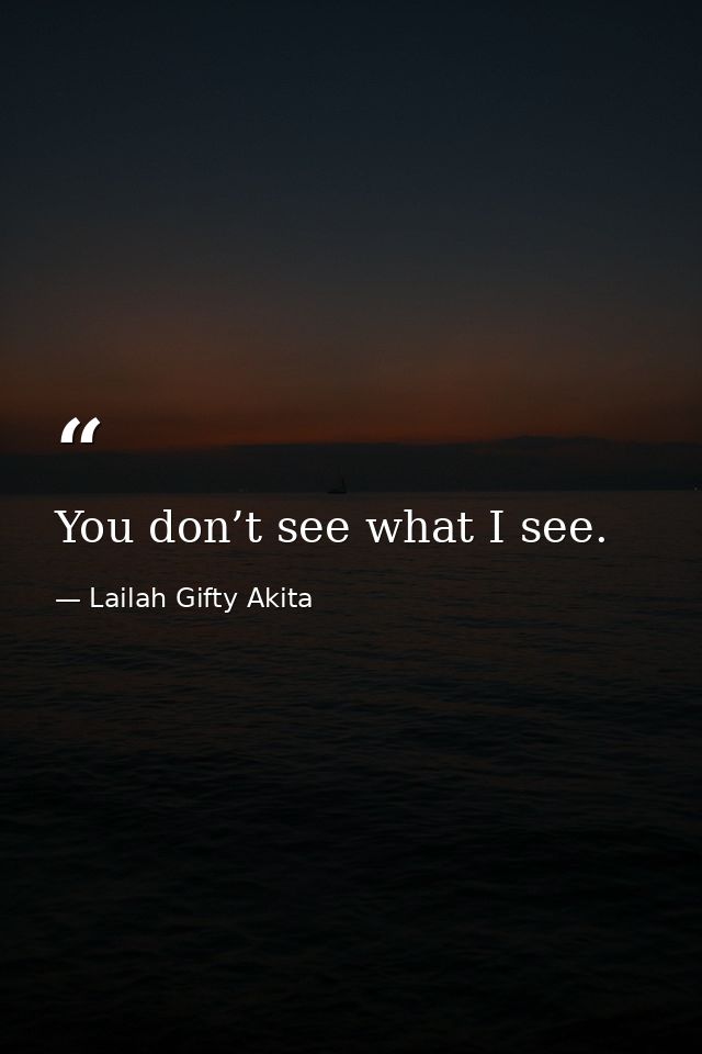 You don’t see what I see. — Lailah Gifty Akita
