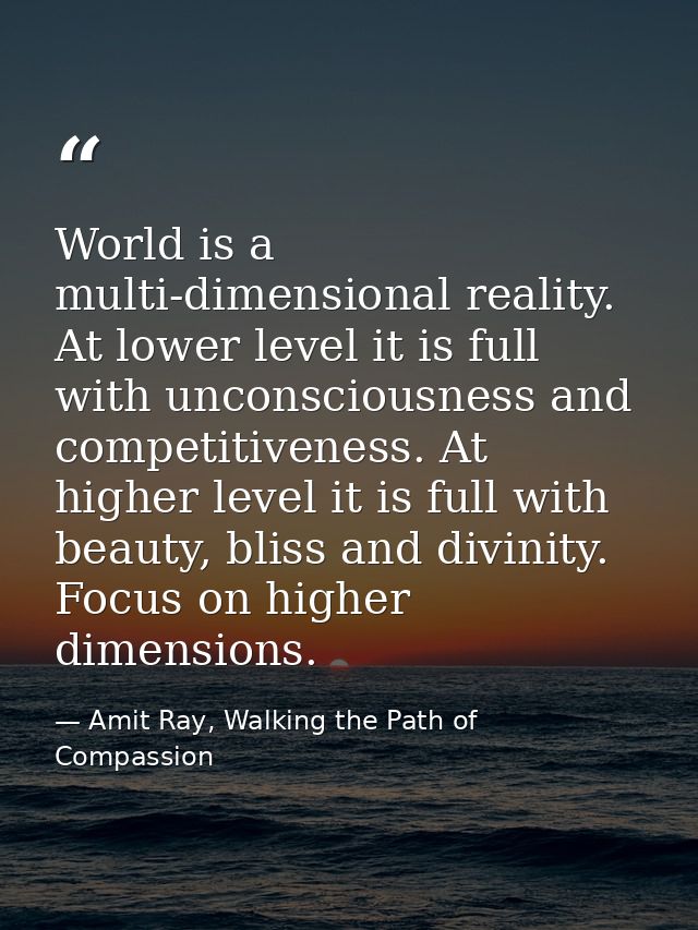 World is a multi-dimensional reality. At lower level it is full with unconsciousness and competitiveness. At higher leve — Amit Ray, Walking the Path of Compassion