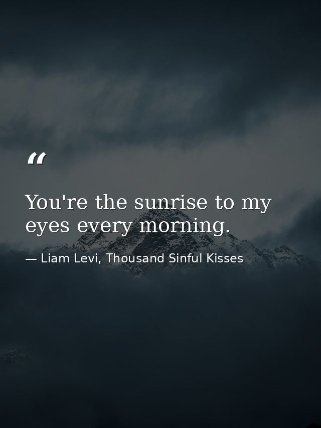 You're the sunrise to my eyes every morning. — Liam Levi, Thousand Sinful Kisses