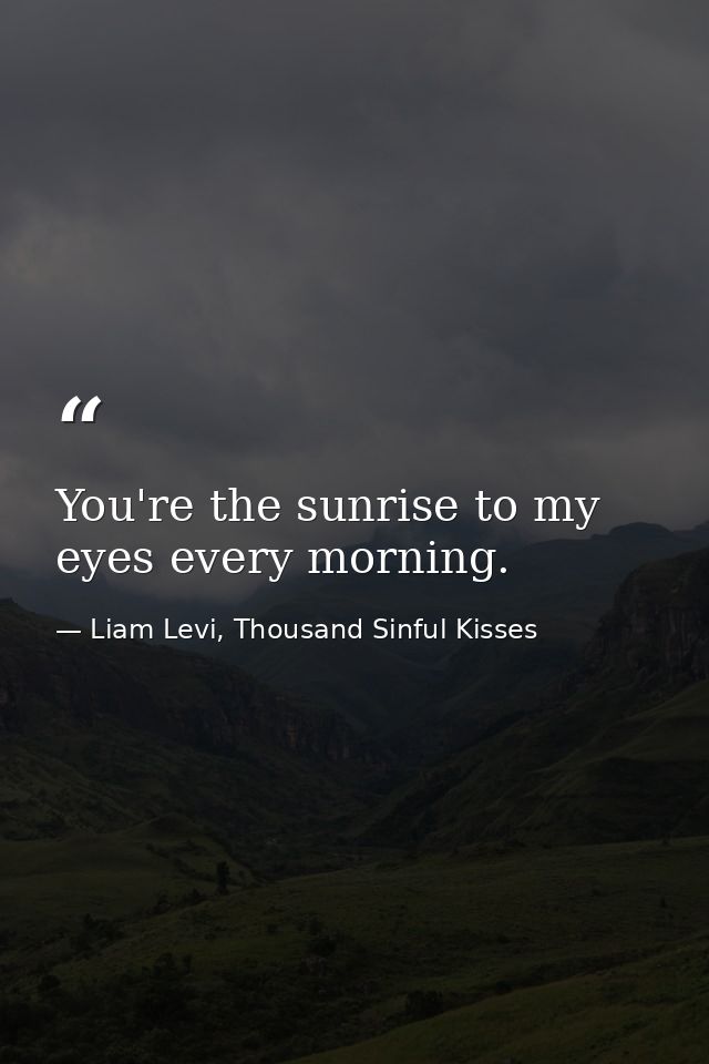 You're the sunrise to my eyes every morning. — Liam Levi, Thousand Sinful Kisses