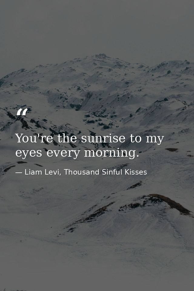 You're the sunrise to my eyes every morning. — Liam Levi, Thousand Sinful Kisses