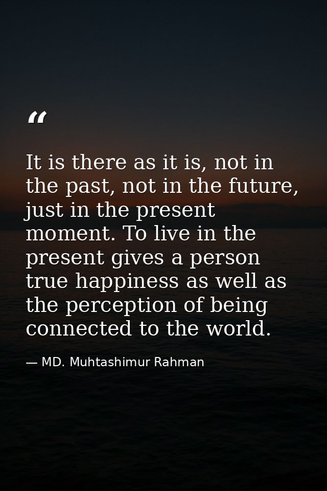 It is there as it is, not in the past, not in the future, just in the present moment. To live in the present gives a per — MD. Muhtashimur Rahman