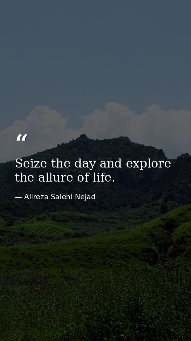 Seize the day and explore the allure of life. — Alireza Salehi Nejad