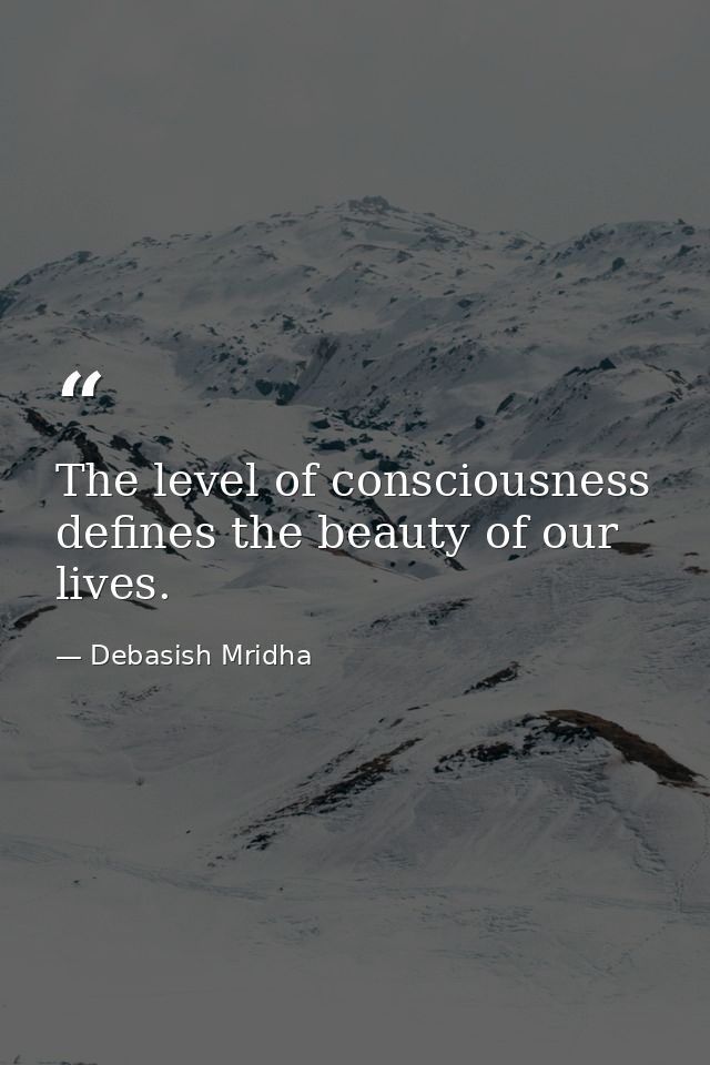The level of consciousness defines the beauty of our lives. — Debasish Mridha