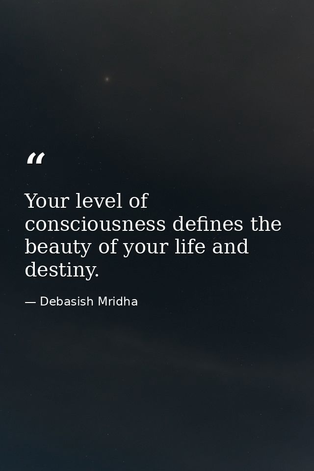 Your level of consciousness defines the beauty of your life and destiny. — Debasish Mridha