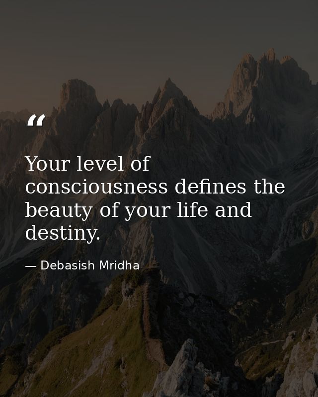 Your level of consciousness defines the beauty of your life and destiny. — Debasish Mridha
