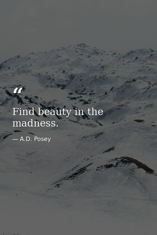 Find beauty in the madness. — A.D. Posey