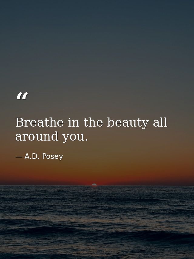 Breathe in the beauty all around you. — A.D. Posey