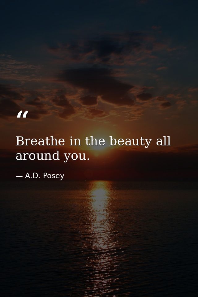 Breathe in the beauty all around you. — A.D. Posey