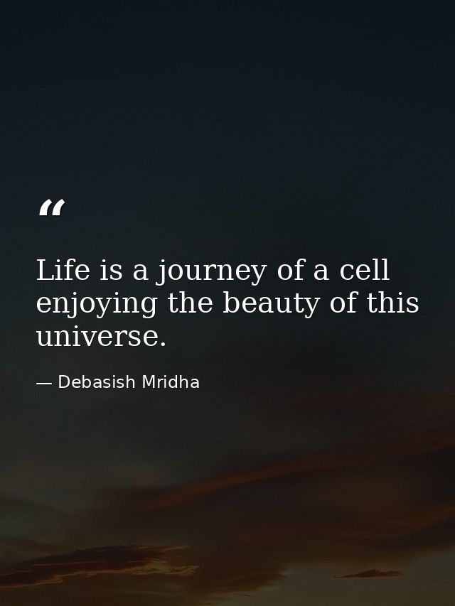 Life is a journey of a cell enjoying the beauty of this universe. — Debasish Mridha
