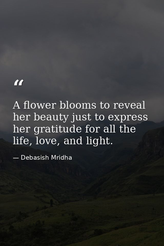 A flower blooms to reveal her beauty just to express her gratitude for all the life, love, and light. — Debasish Mridha
