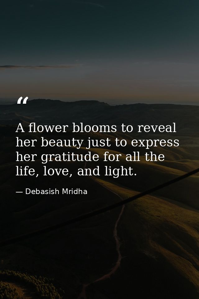 A flower blooms to reveal her beauty just to express her gratitude for all the life, love, and light. — Debasish Mridha