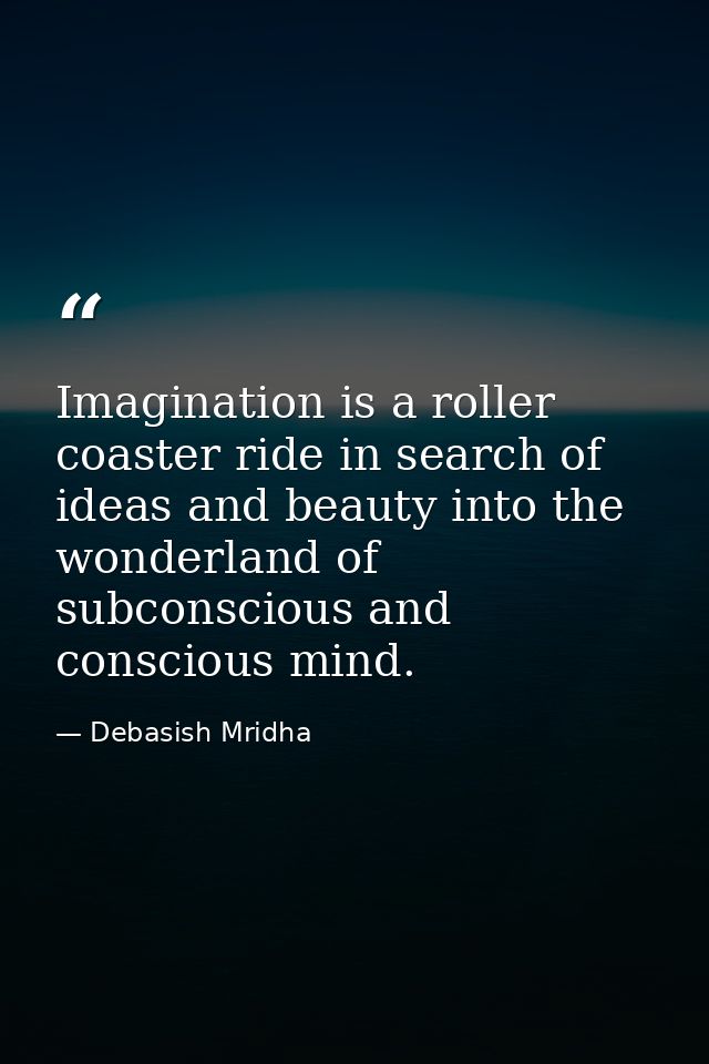 Imagination is a roller coaster ride in search of ideas and beauty into the wonderland of subconscious and conscious min — Debasish Mridha