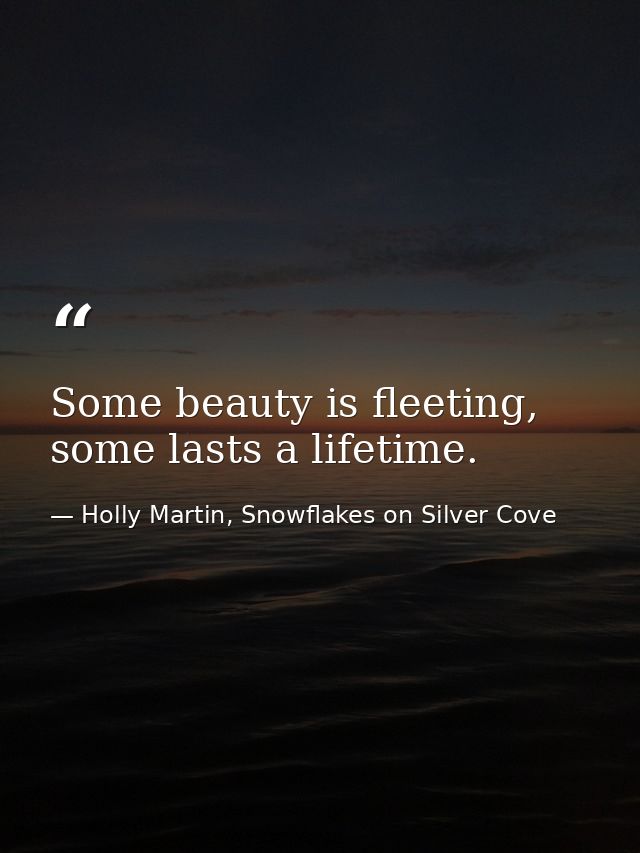 Some beauty is fleeting, some lasts a lifetime. — Holly Martin, Snowflakes on Silver Cove