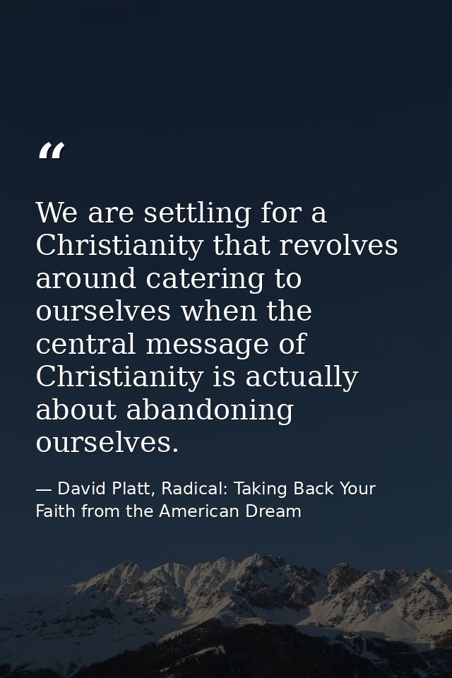 We are settling for a Christianity that revolves around catering to ourselves when the central message of Christianity i — David Platt, Radical: Taking Back Your Faith from the American Dream