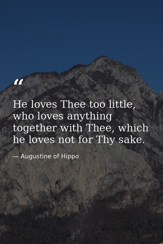 He loves Thee too little, who loves anything together with Thee, which he loves not for Thy sake. — Augustine of Hippo
