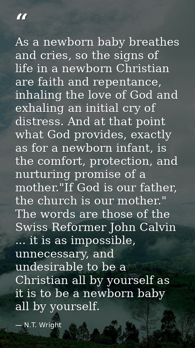 As a newborn baby breathes and cries, so the signs of life in a newborn Christian are faith and repentance, inhaling the — N.T. Wright