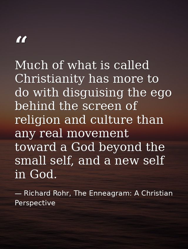 Much of what is called Christianity has more to do with disguising the ego behind the screen of religion and culture tha — Richard Rohr, The Enneagram: A Christian Perspective