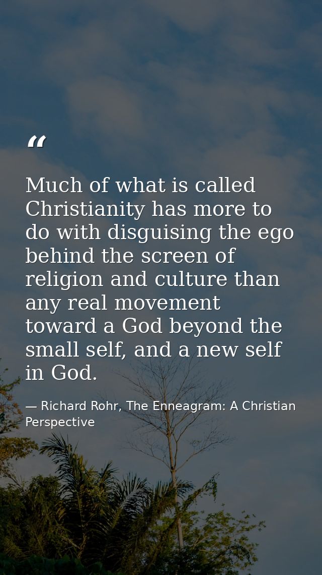 Much of what is called Christianity has more to do with disguising the ego behind the screen of religion and culture tha — Richard Rohr, The Enneagram: A Christian Perspective