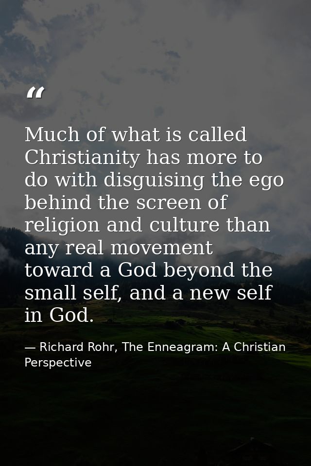 Much of what is called Christianity has more to do with disguising the ego behind the screen of religion and culture tha — Richard Rohr, The Enneagram: A Christian Perspective