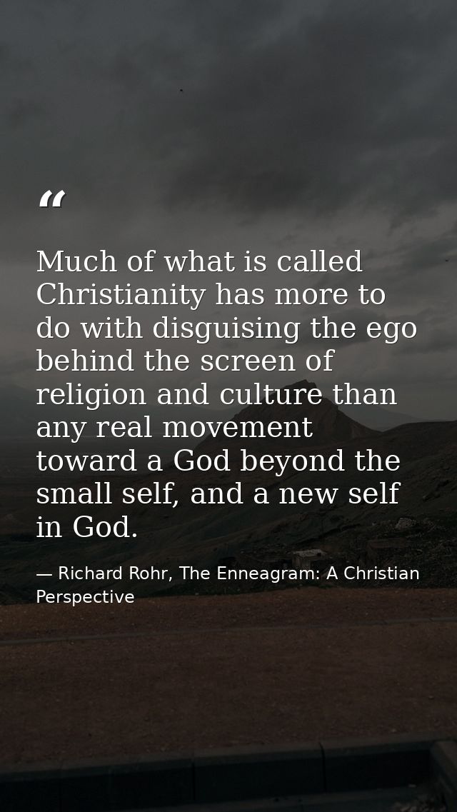 Much of what is called Christianity has more to do with disguising the ego behind the screen of religion and culture tha — Richard Rohr, The Enneagram: A Christian Perspective
