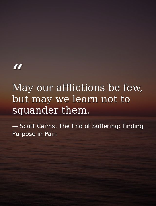 May our afflictions be few, but may we learn not to squander them. — Scott Cairns, The End of Suffering: Finding Purpose in Pain