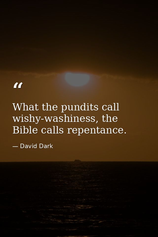 What the pundits call wishy-washiness, the Bible calls repentance. — David Dark