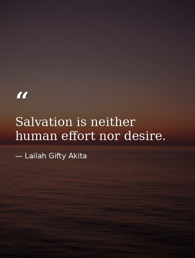 Salvation is neither human effort nor desire. — Lailah Gifty Akita
