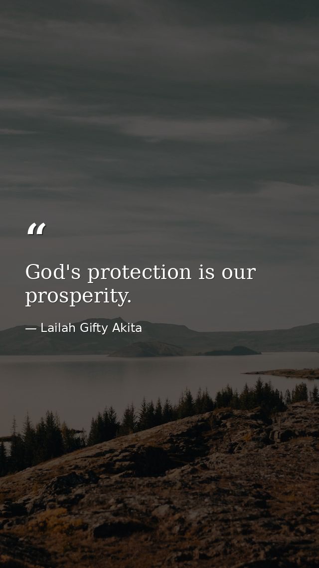 God's protection is our prosperity. — Lailah Gifty Akita