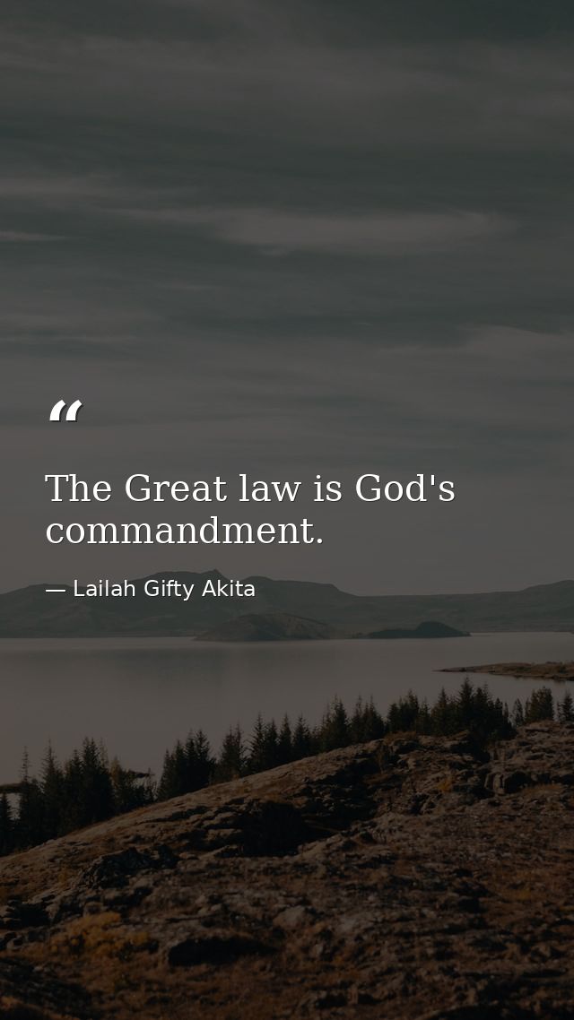 The Great law is God's commandment. — Lailah Gifty Akita