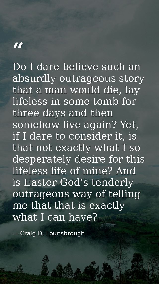 Do I dare believe such an absurdly outrageous story that a man would die, lay lifeless in some tomb for three days and t — Craig D. Lounsbrough