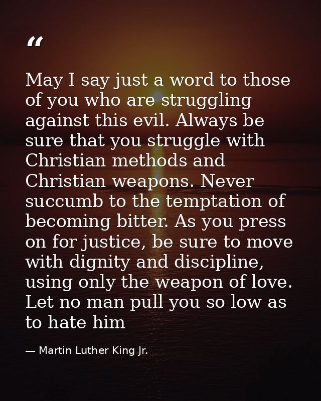 May I say just a word to those of you who are struggling against this evil. Always be sure that you struggle with Christ — Martin Luther King Jr.