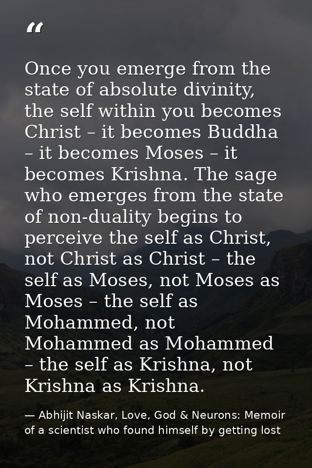Once you emerge from the state of absolute divinity, the self within you becomes Christ – it becomes Buddha – it becomes — Abhijit Naskar, Love, God & Neurons: Memoir of a scientist who found himself by getting lost