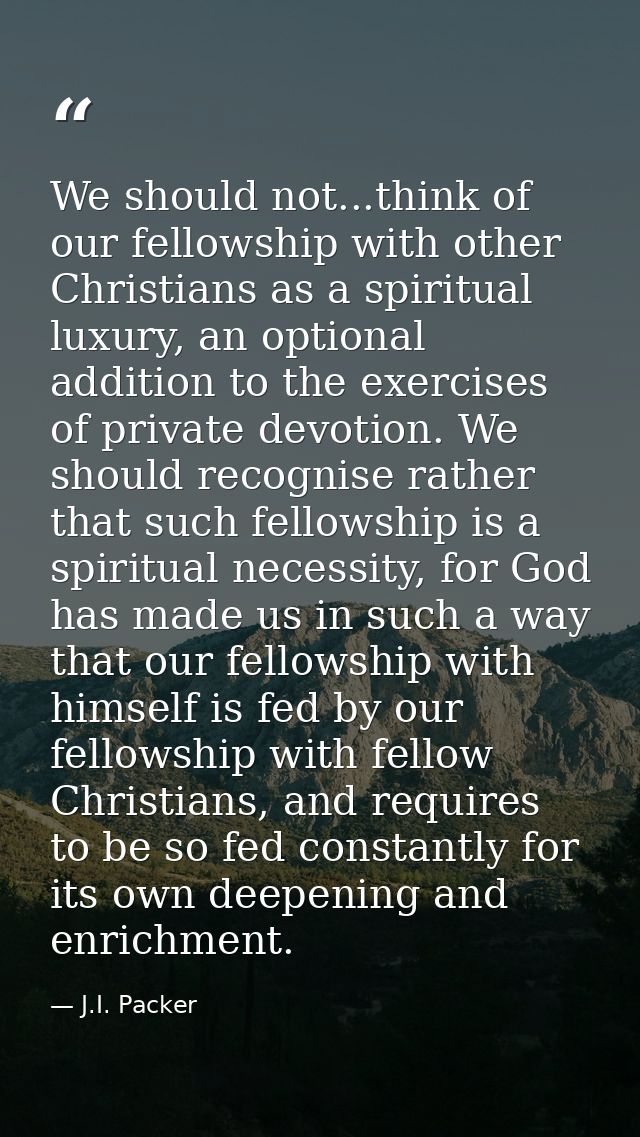 We should not...think of our fellowship with other Christians as a spiritual luxury, an optional addition to the exercis — J.I. Packer