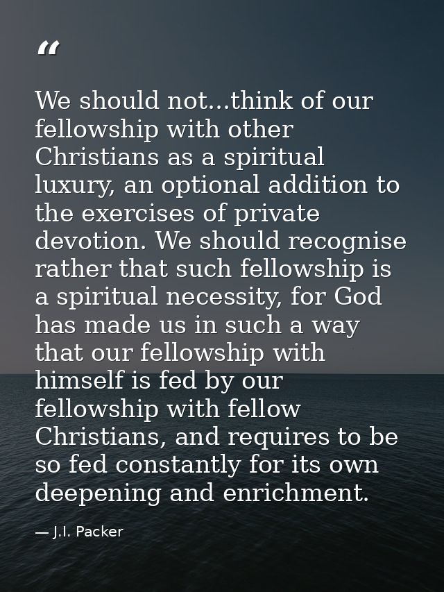 We should not...think of our fellowship with other Christians as a spiritual luxury, an optional addition to the exercis — J.I. Packer