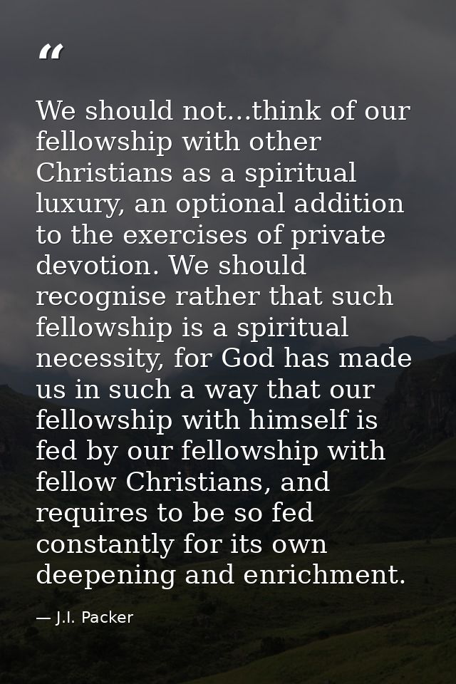 We should not...think of our fellowship with other Christians as a spiritual luxury, an optional addition to the exercis — J.I. Packer