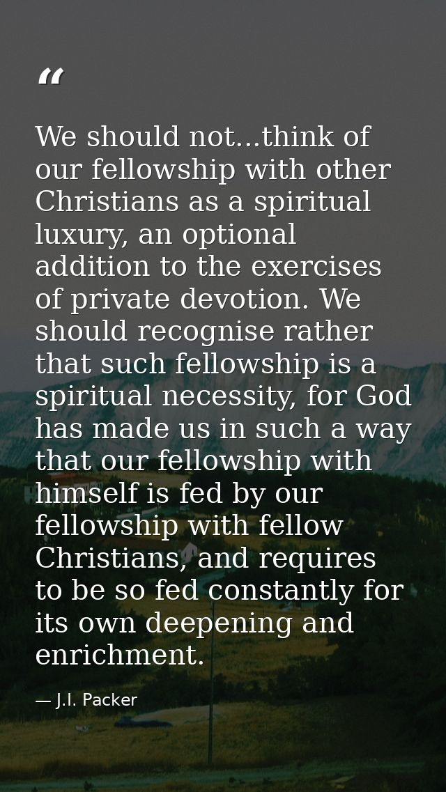 We should not...think of our fellowship with other Christians as a spiritual luxury, an optional addition to the exercis — J.I. Packer