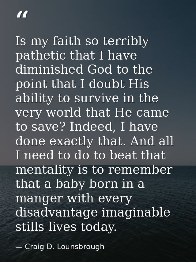 Is my faith so terribly pathetic that I have diminished God to the point that I doubt His ability to survive in the very — Craig D. Lounsbrough