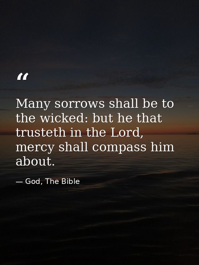 Many sorrows shall be to the wicked: but he that trusteth in the Lord, mercy shall compass him about. — God, The Bible