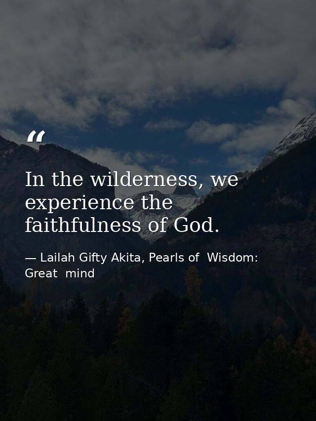 In the wilderness, we experience the faithfulness of God. — Lailah Gifty Akita, Pearls of  Wisdom: Great  mind