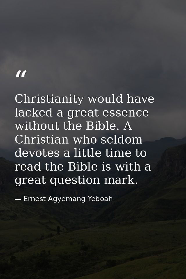 Christianity would have lacked a great essence without the Bible. A Christian who seldom devotes a little time to read t — Ernest Agyemang Yeboah