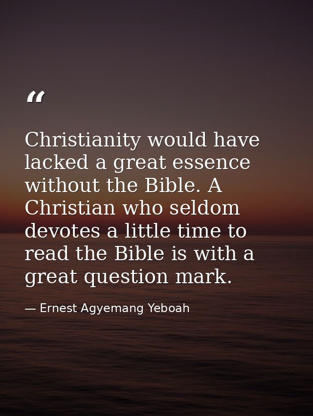 Christianity would have lacked a great essence without the Bible. A Christian who seldom devotes a little time to read t — Ernest Agyemang Yeboah