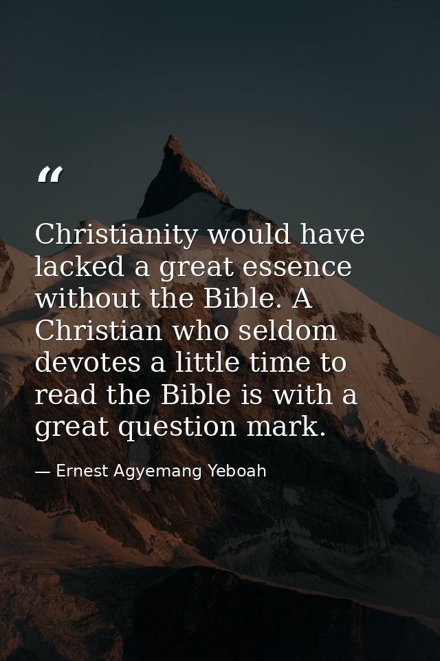 Christianity would have lacked a great essence without the Bible. A Christian who seldom devotes a little time to read t — Ernest Agyemang Yeboah