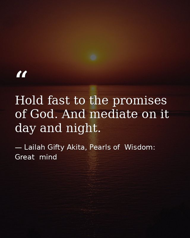 Hold fast to the promises of God. And mediate on it day and night. — Lailah Gifty Akita, Pearls of  Wisdom: Great  mind