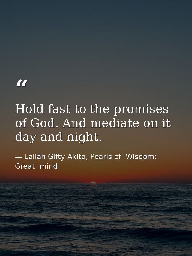 Hold fast to the promises of God. And mediate on it day and night. — Lailah Gifty Akita, Pearls of  Wisdom: Great  mind