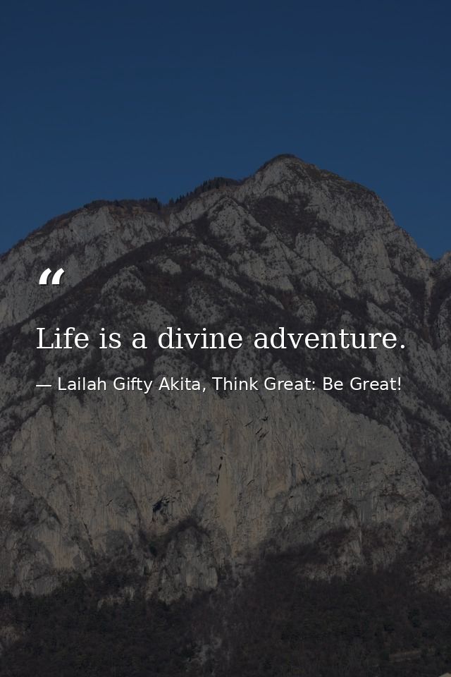 Life is a divine adventure. — Lailah Gifty Akita, Think Great: Be Great!