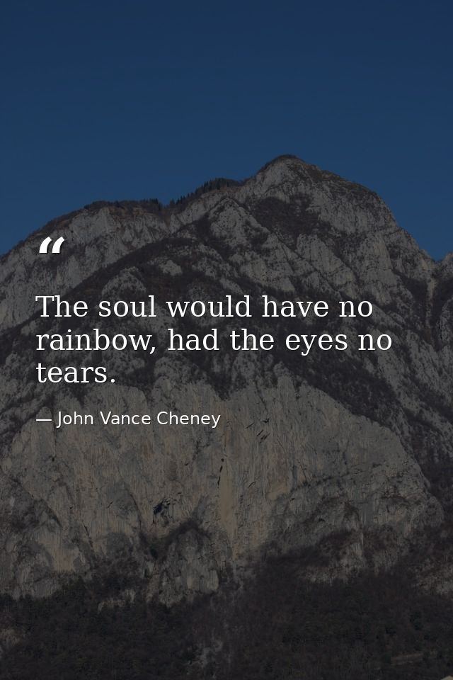 The soul would have no rainbow, had the eyes no tears. — John Vance Cheney